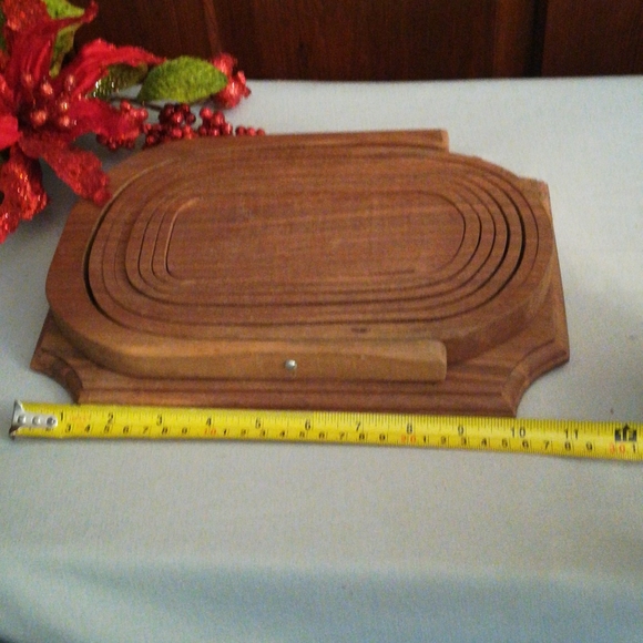 Vintage Handmade Walnut Collapsible Basket by H&L Enterprises - Picture 10 of 11